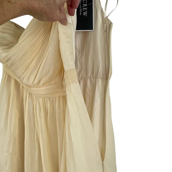 J. Crew Champain One Shoulder Mini Dress Lined 100% Silk Size 4 Petite NWT - Picture 5 of 14